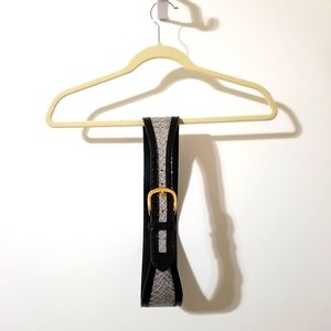 Kensie snake print belt w/black patent outline